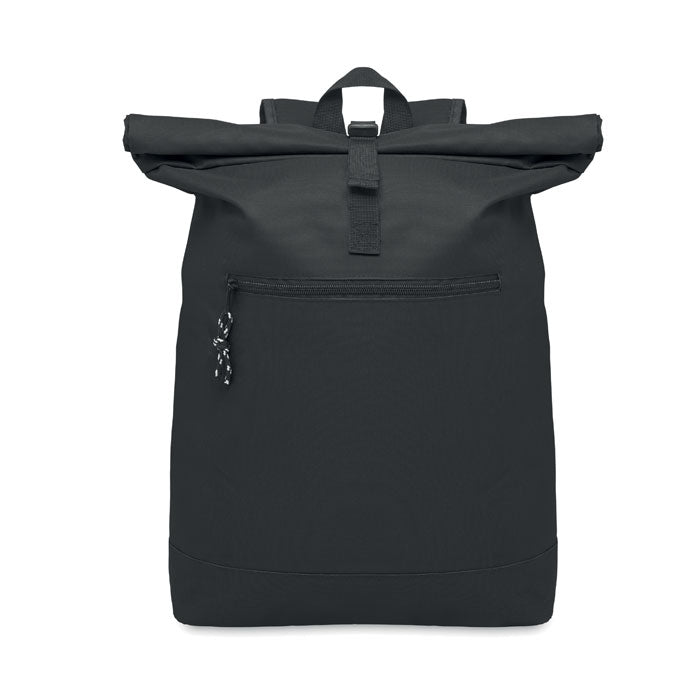 Rolltop laptoprugzak 15 inch, polyester, zwart