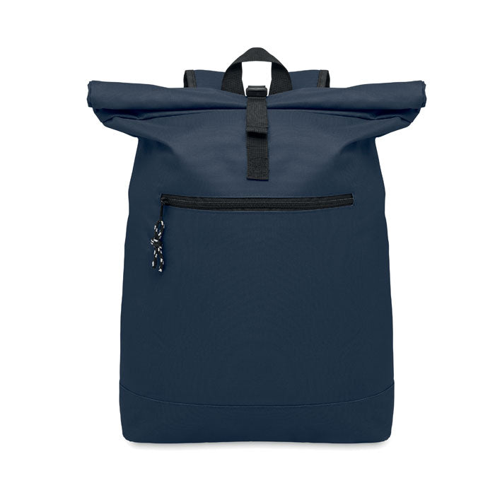 Rolltop laptoprugzak 15 inch, polyester, blauw