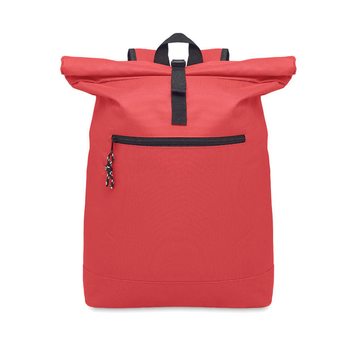 Rolltop laptoprugzak 15 inch, polyester, rood