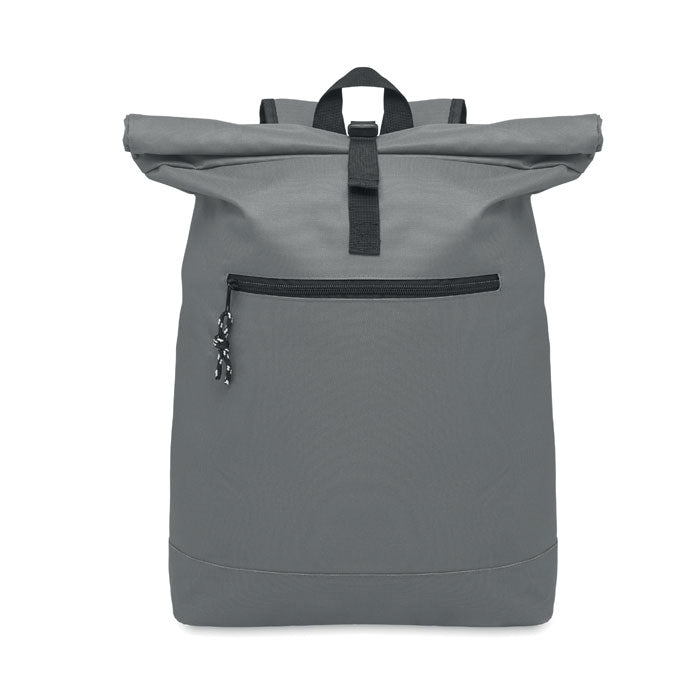 Rolltop laptoprugzak 15 inch, polyester, steengrijs