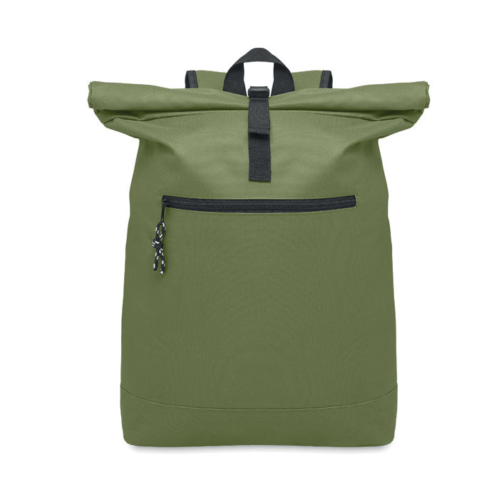 Rolltop laptoprugzak 15 inch, polyester, legergroen