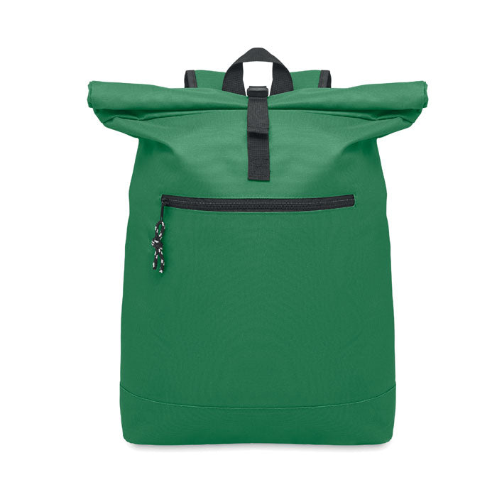Rolltop laptoprugzak 15 inch, polyester, donker marinegroen