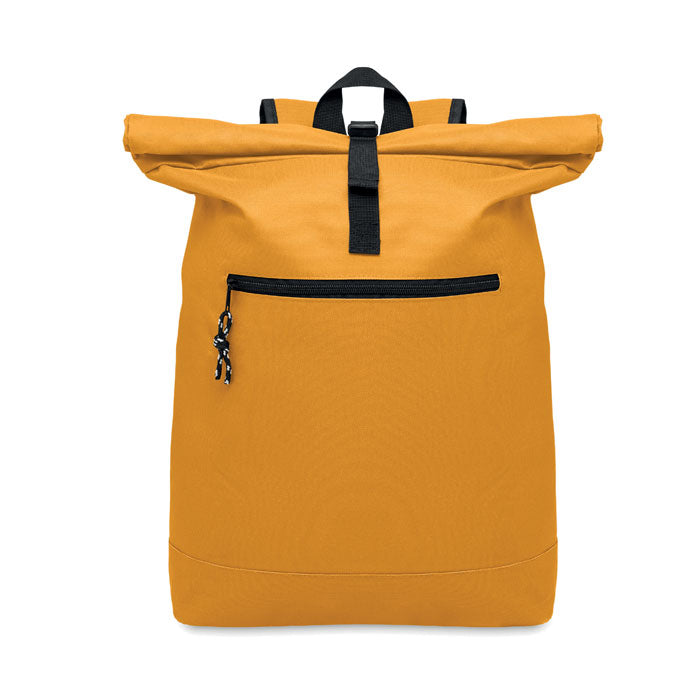 Rolltop laptoprugzak 15 inch, polyester, ochre
