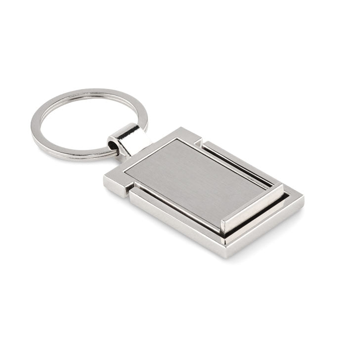 Sleutelhanger met telefoonstandaard, metaal, zilver
