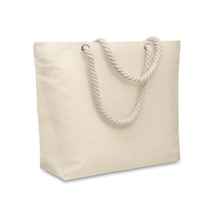 Strandtas van gerecycled katoen, beige