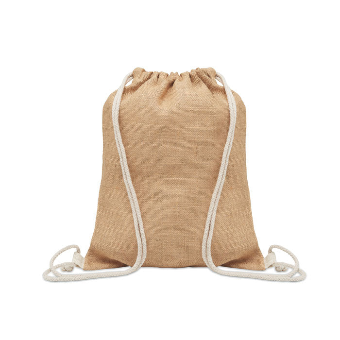 Jute rugzak met trekkoord, beige