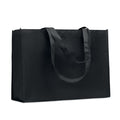 Boodschappentas met zijvouwen, gerecycled polyester, zwart