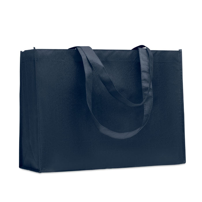 Boodschappentas met zijvouwen, gerecycled polyester, blauw