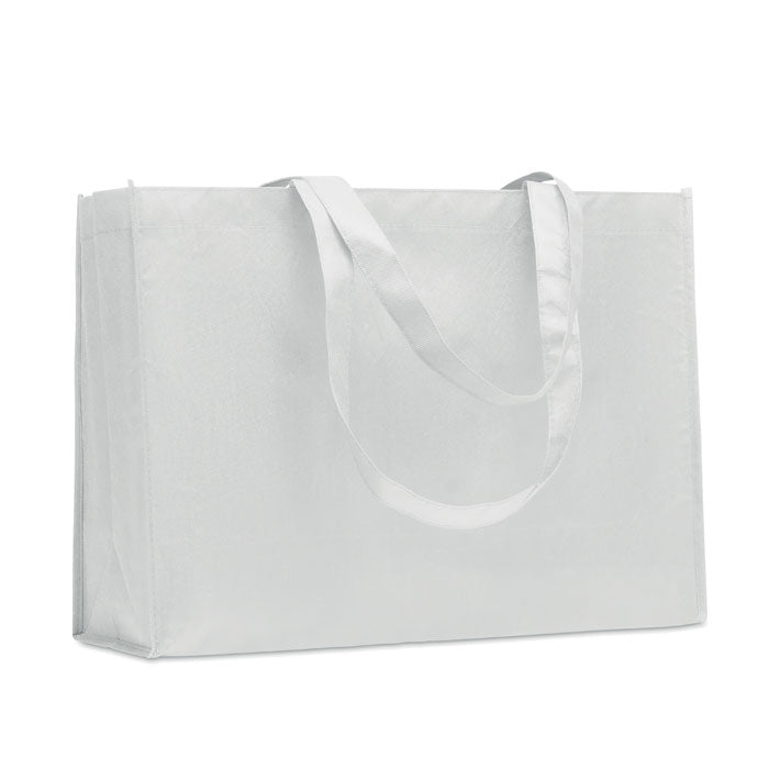 Boodschappentas met zijvouwen, gerecycled polyester, wit