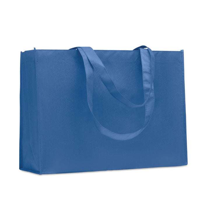 Boodschappentas met zijvouwen, gerecycled polyester, royal blauw