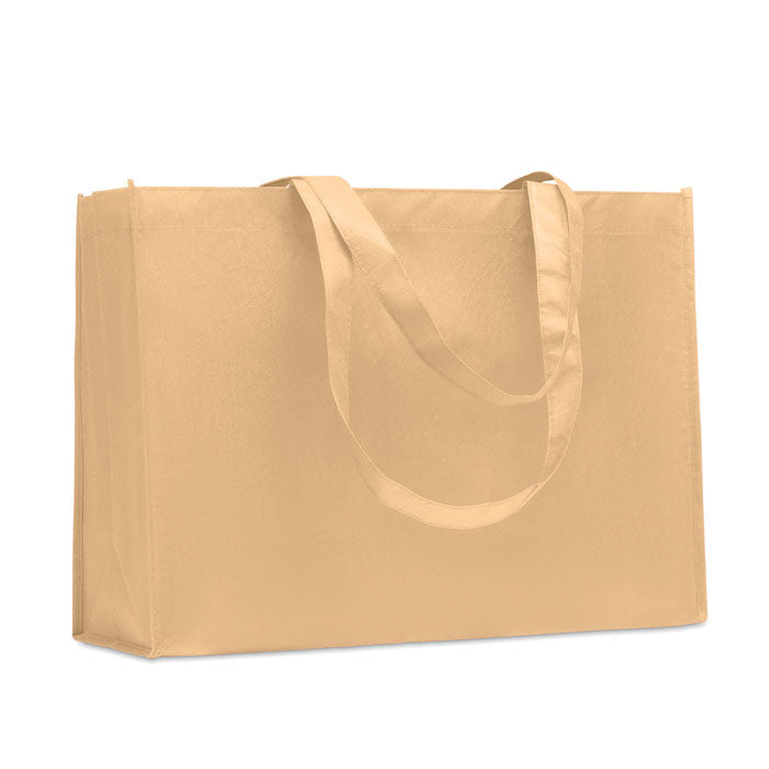 Boodschappentas met zijvouwen, gerecycled polyester, ivoor