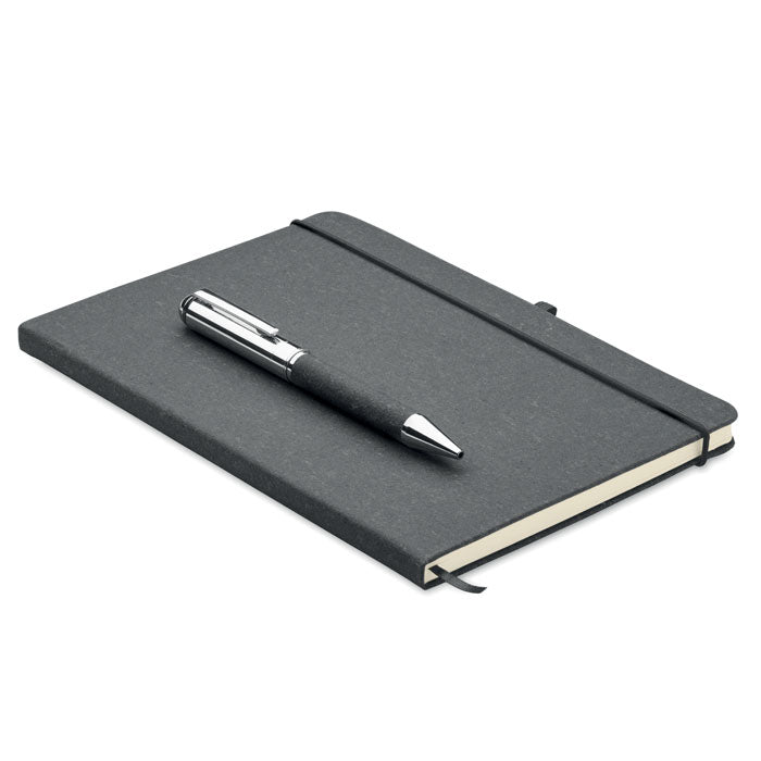 Cadeauset notitieboek en metalen pen, zwart
