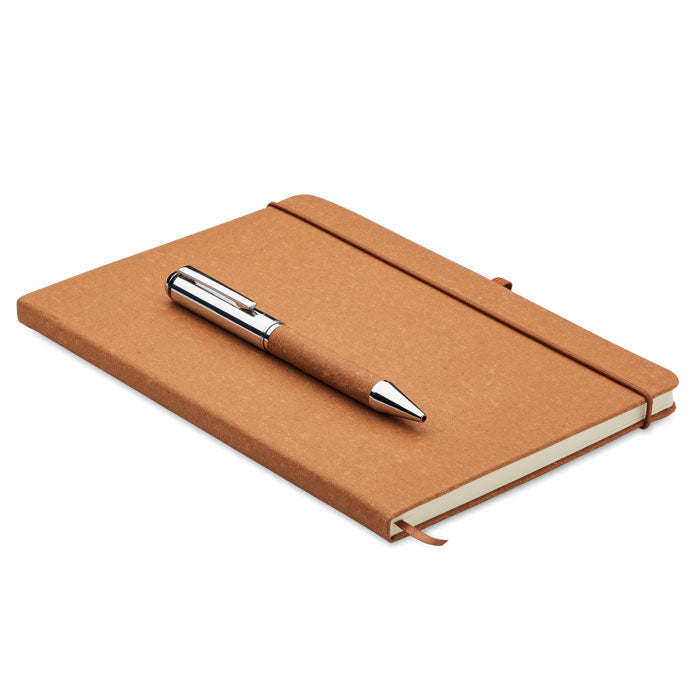 Cadeauset notitieboek en metalen pen, beige
