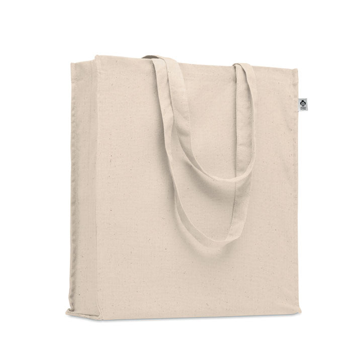 Boodschappentas met zijvouw, organisch katoen, beige