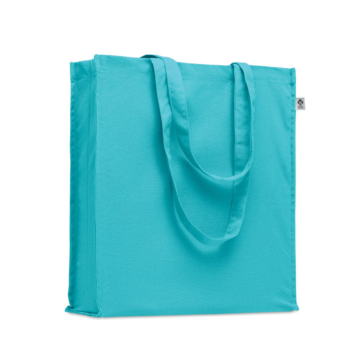 Boodschappentas in kleur, organisch katoen, turquoise