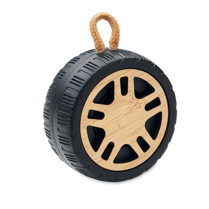 Draadloze speaker in de vorm van een band, hout