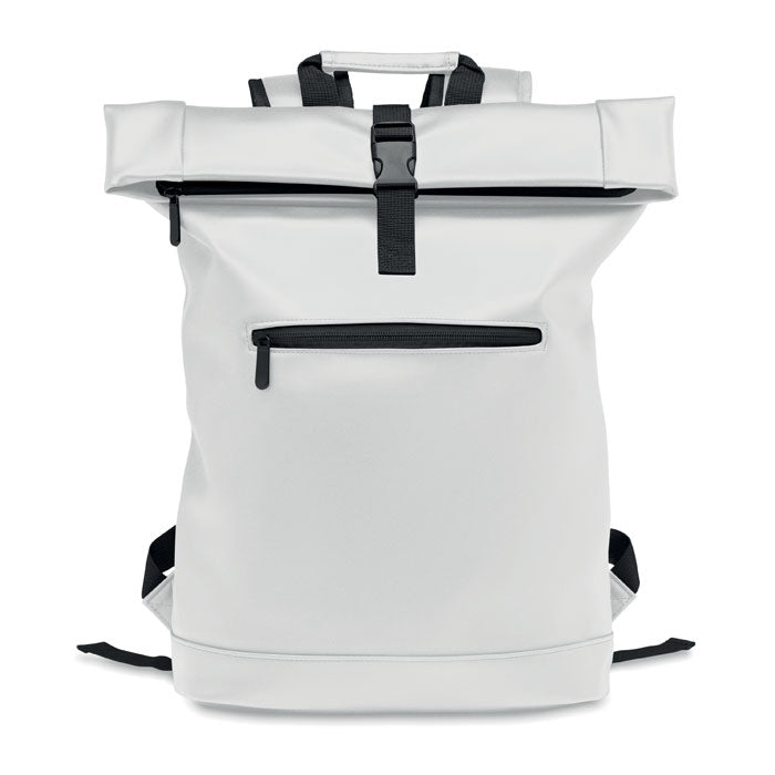 Rolltop laptoprugzak 15 inch, zacht kunstleer, wit