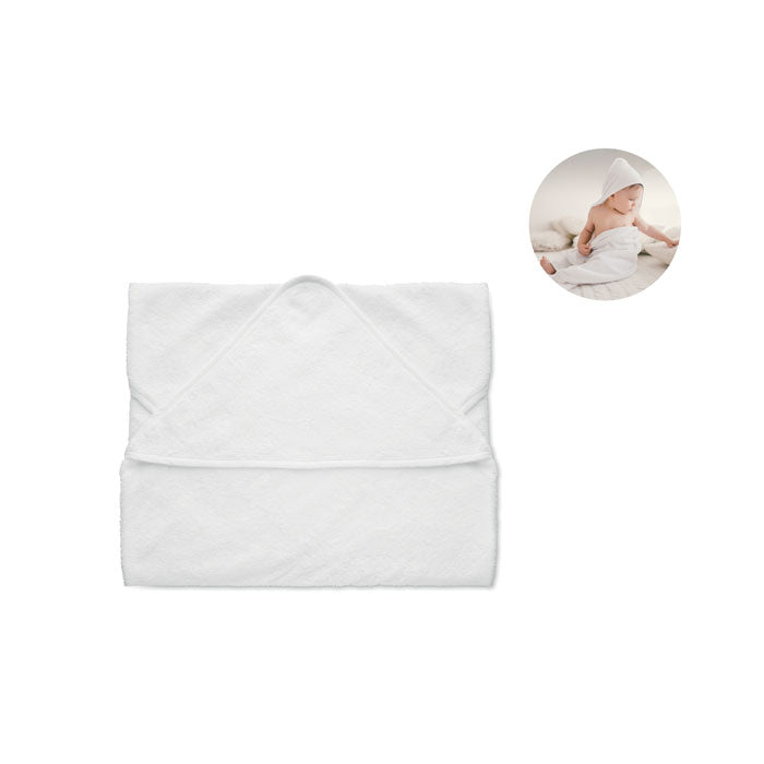 Babyhanddoek met kap, katoen, wit