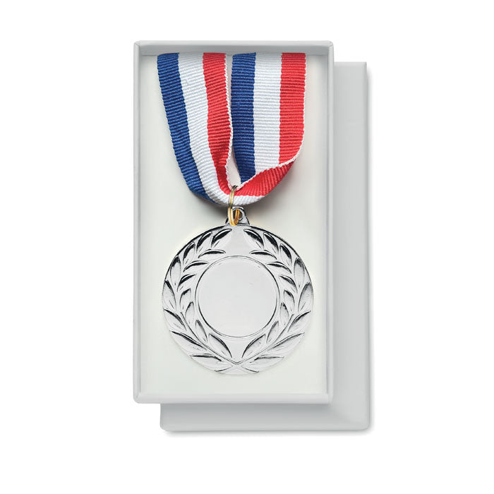 Medaille aan lint, 5 cm, mat zilver