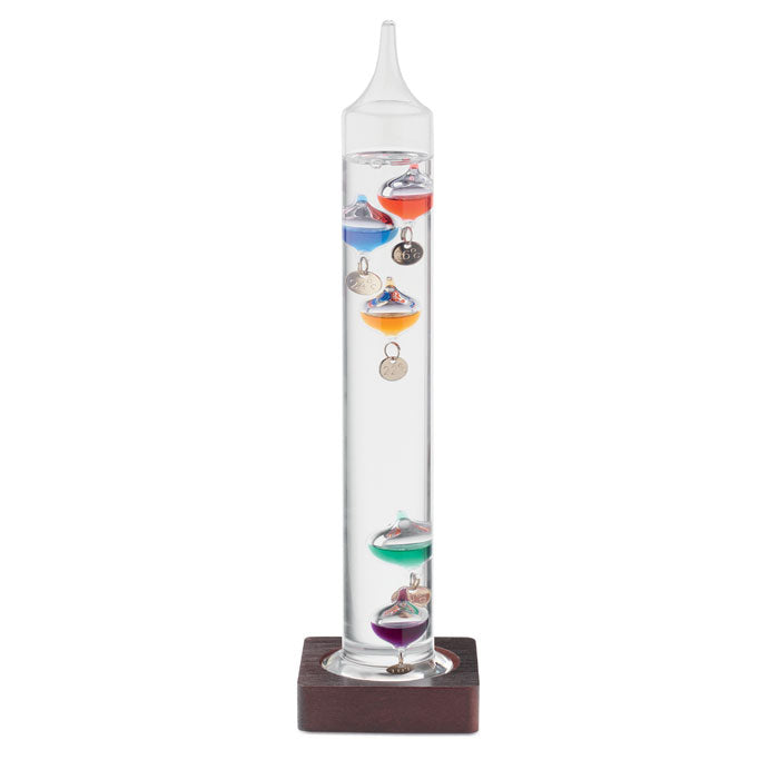 Galileo-thermometer van glas, transparant