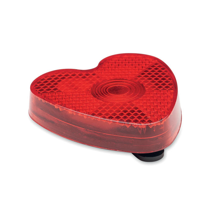 Hartvormig reflectorlampje met clip, rood