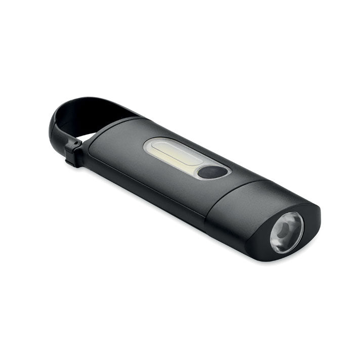 Oplaadbare zaklamp met karabijnhaak, zwart