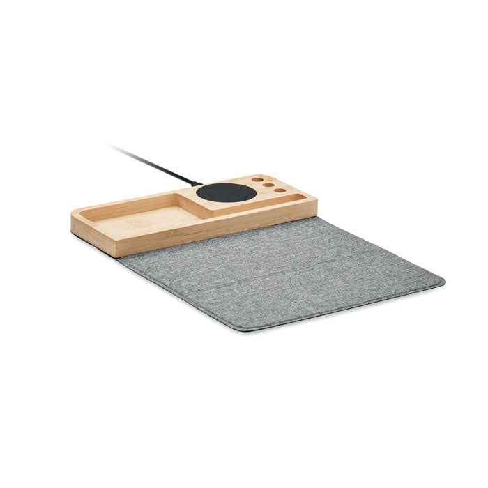 Draadloze oplader met bureau-organizer, bamboe, hout