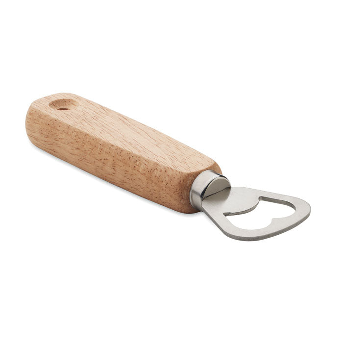 Flesopener van hout met rubberen handvat, hout