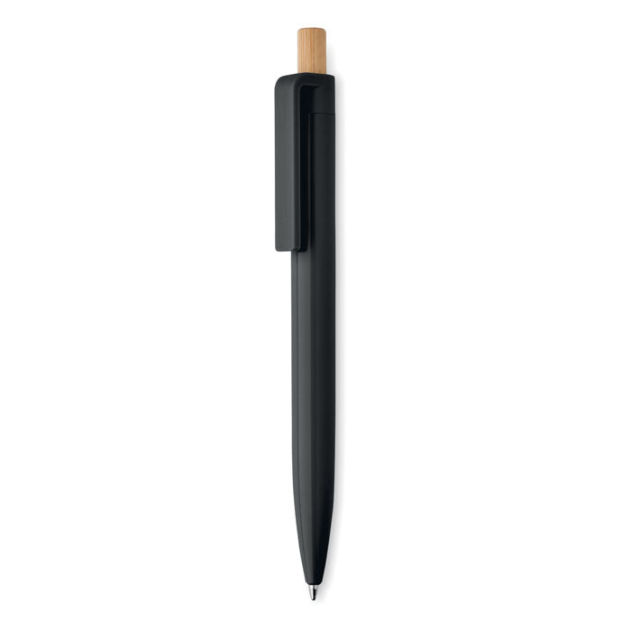 Balpen met bamboe drukknop, zwart