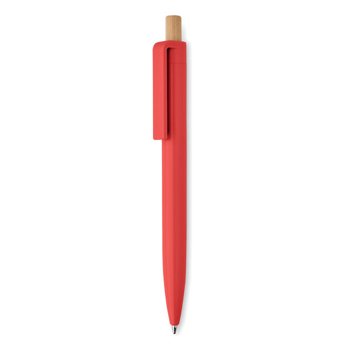 Balpen met bamboe drukknop, rood