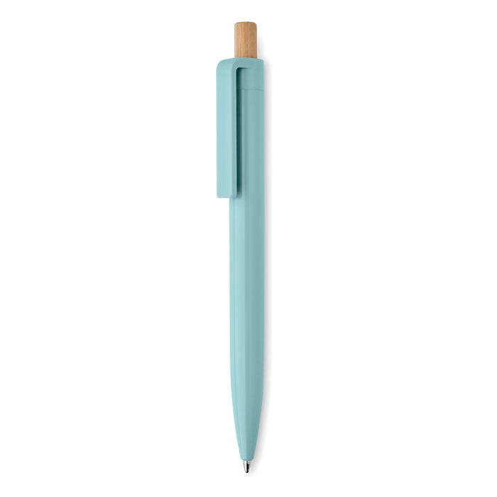 Balpen met bamboe drukknop, babyblauw