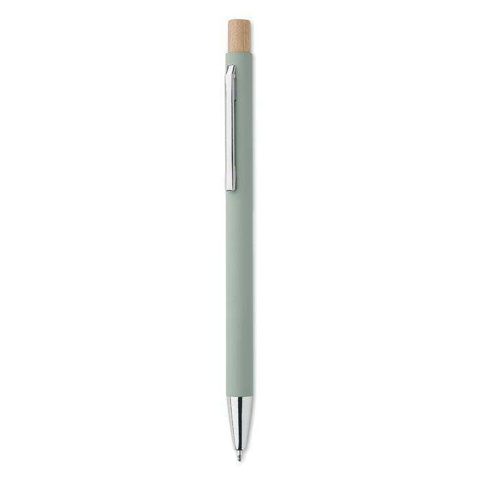Balpen met bamboe drukknop, gerecycled aluminium, mintgroen