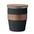 Beker 350 ml met walnoothouten greep, zwart