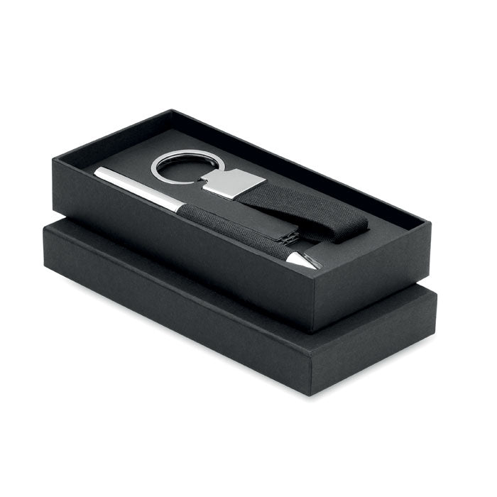 Giftset balpen en sleutelhanger, 2-delig, zwart