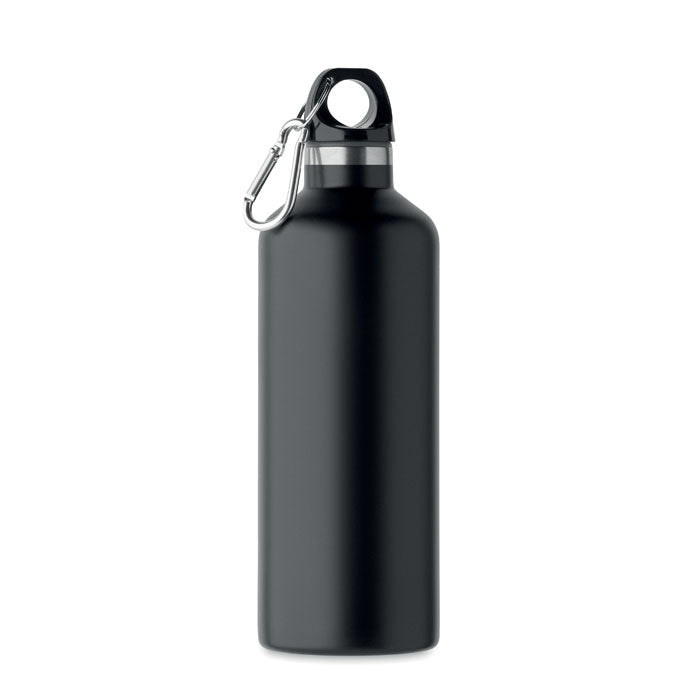 Geïsoleerde fles 500 ml met karabijnhaak, zwart