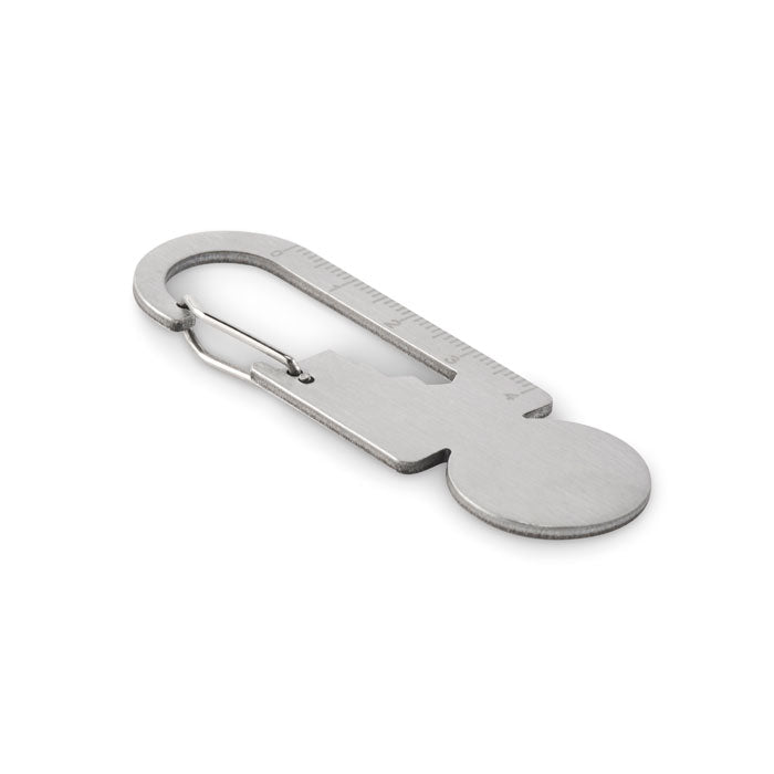 Winkelwagenmuntje met multitool sleutelhanger, zilver