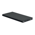 Platte powerbank 8000 mAh van gerecycled aluminium, zwart