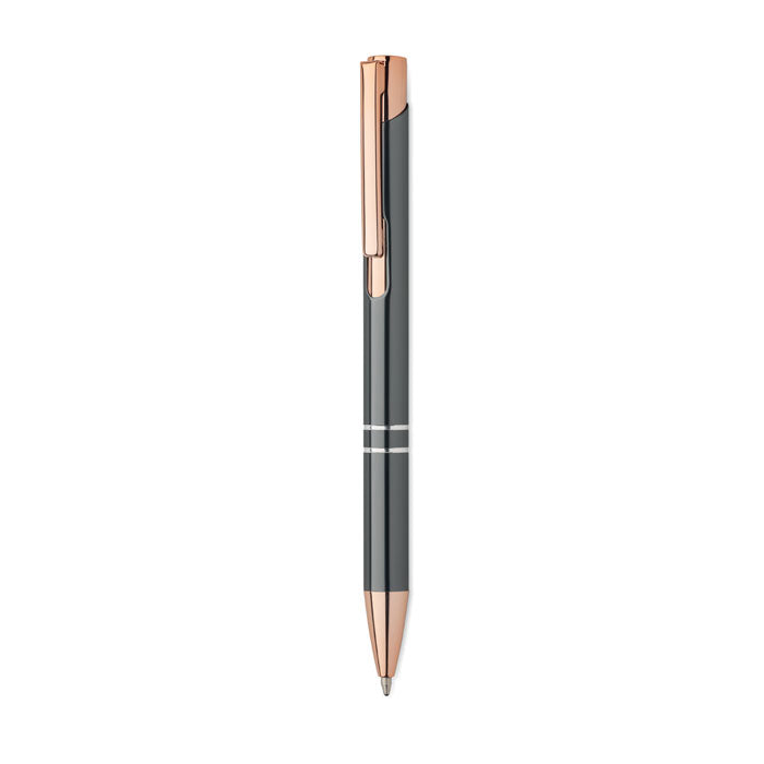 Pen met drukknop en roségouden details, titanium