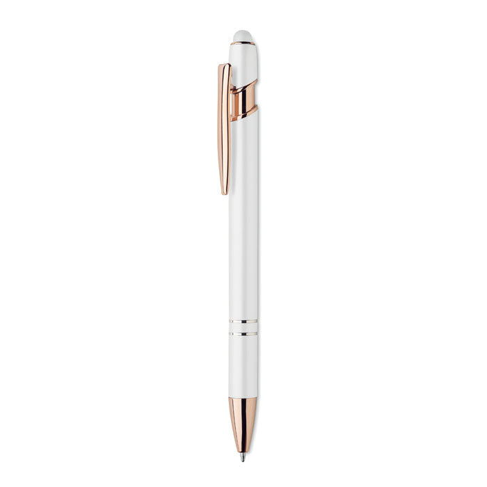 Stylus balpen met roségouden details, wit