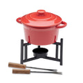 Fondueset met deksel voor twee personen, rood