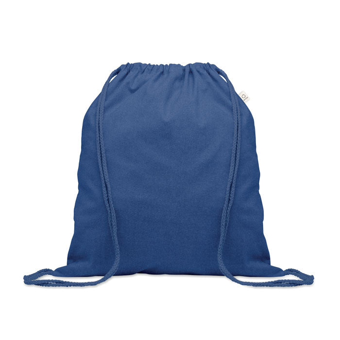 Trekkoordrugzak van gerecycled katoen, gekleurde uitvoering, royal blauw
