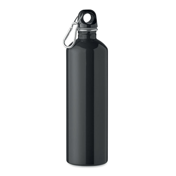 Fles 750 ml met karabijnhaak, enkelwandig, zwart