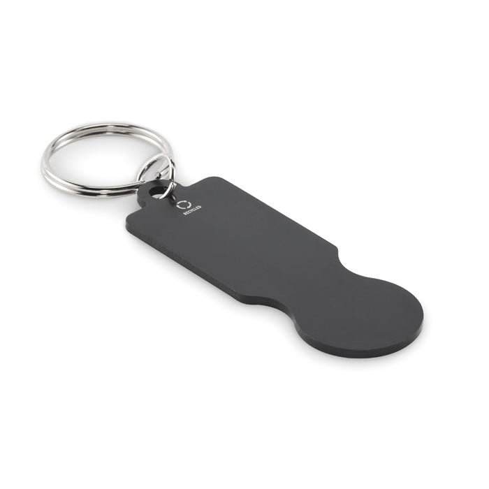 Sleutelhanger met winkelwagenmuntje, zwart