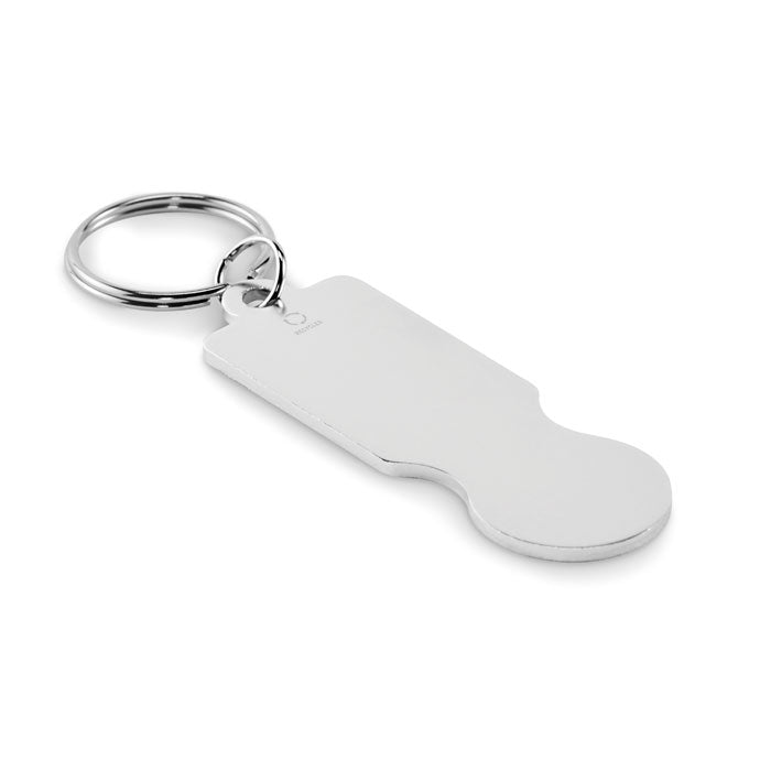 Sleutelhanger met winkelwagenmuntje, zilver