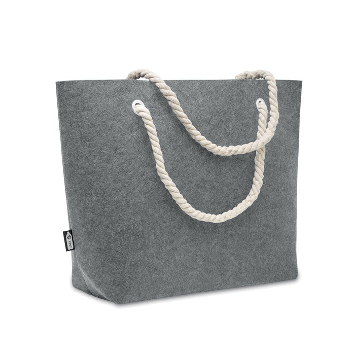 Strandtas van gerecycled vilt met koordhengsel, grijs