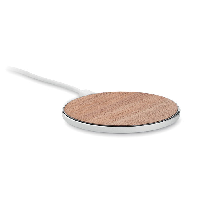 Draadloze oplader met notenhouten bovenkant, hout