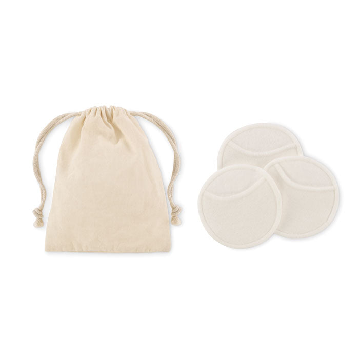 Set van 3 herbruikbare gezichtsreinigingspads, beige