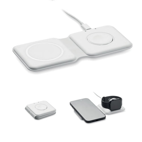 2-in-1 opvouwbaar oplaadstation voor telefoon en horloge, wit