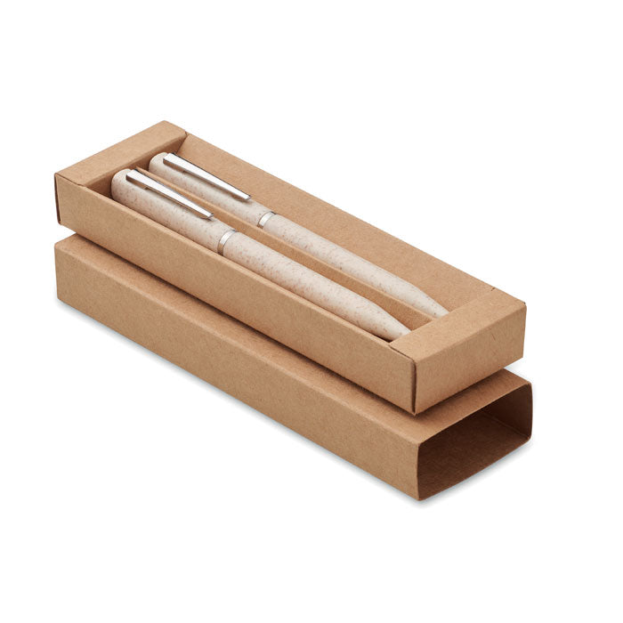 Pennenset met balpen en inktloze pen, 2-delig, beige