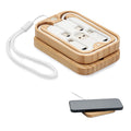 Draadloze oplader met 3-in-1 kabel in bamboe doos, hout